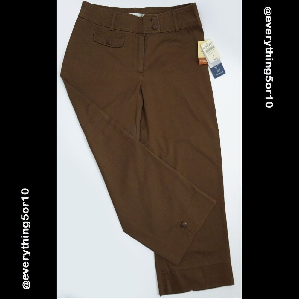 New Coldwater Creek Ivy Sateen Crop Pant 6 Khaki NWT Capri Mid-Rise NWT Brown